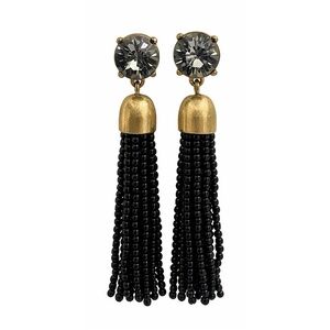 J. Crew Factory Black and Gold Tassel Earrings